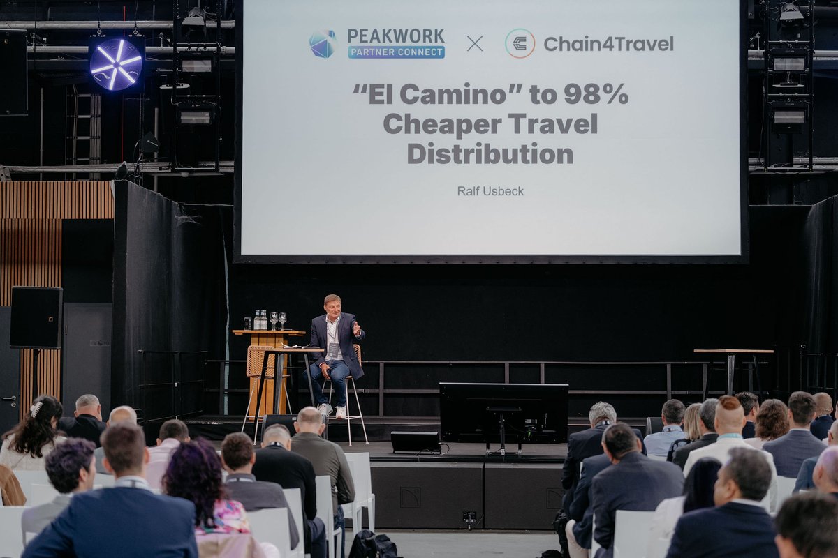 Chain4Travel's tweet image. #Travel meets #tech in Düsseldorf for networking Xtreme 🔥
@RalfUsbeck hit the stage at the @peakwork_GmbH industry event to showcase how Camino Messenger slashes distribution costs by 98% — and powers AI-ready, smart travel distribution!
LFG #PeakworkPartnerConnect