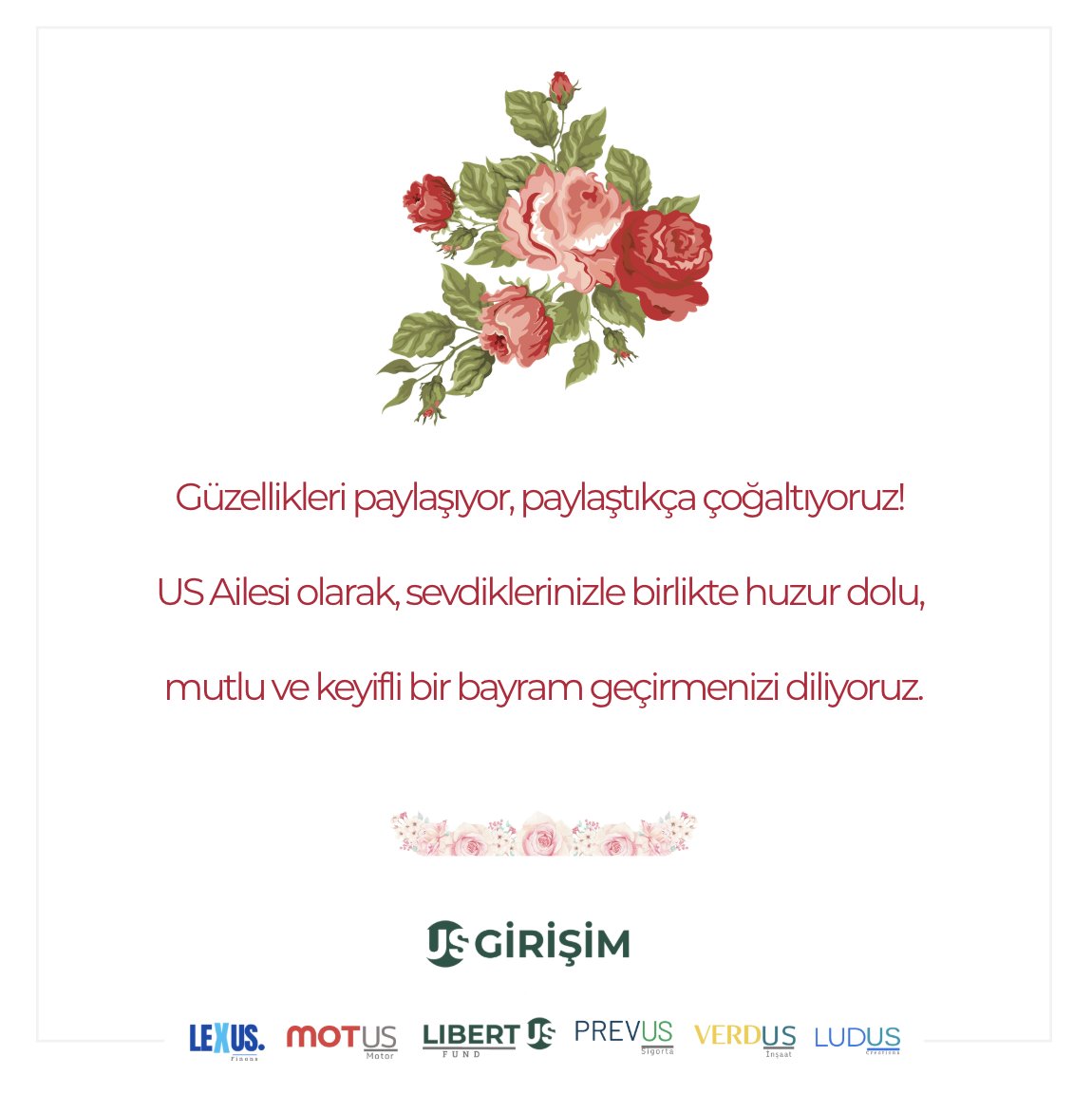 Kurban Bayramınız Kutlu Olsun!

Güzellikleri paylaşıyor, paylaştıkça çoğaltıyoruz! 💖

US Ailesi olarak, sevdiklerinizle birlikte huzur dolu, mutlu ve keyifli bir bayram geçirmenizi diliyoruz.