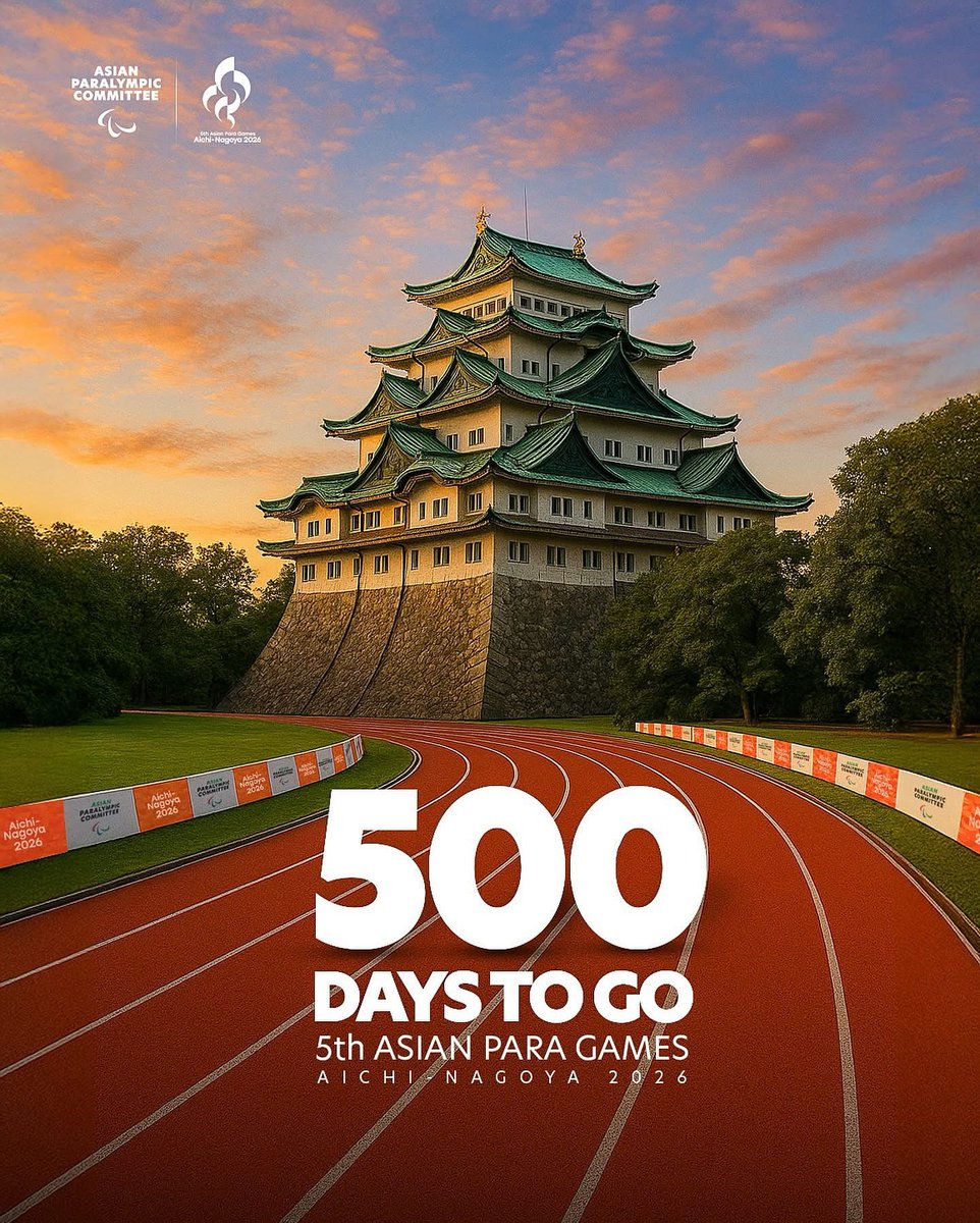 🎉 500 days to go for the Aichi Nagoya 2026 Asian Para Games! 🏅
What are you most looking forward to? 🤔💬

#AsianParaGames #AichiNagoya2026 #APG2026 #500DaysToGo #ParaSports