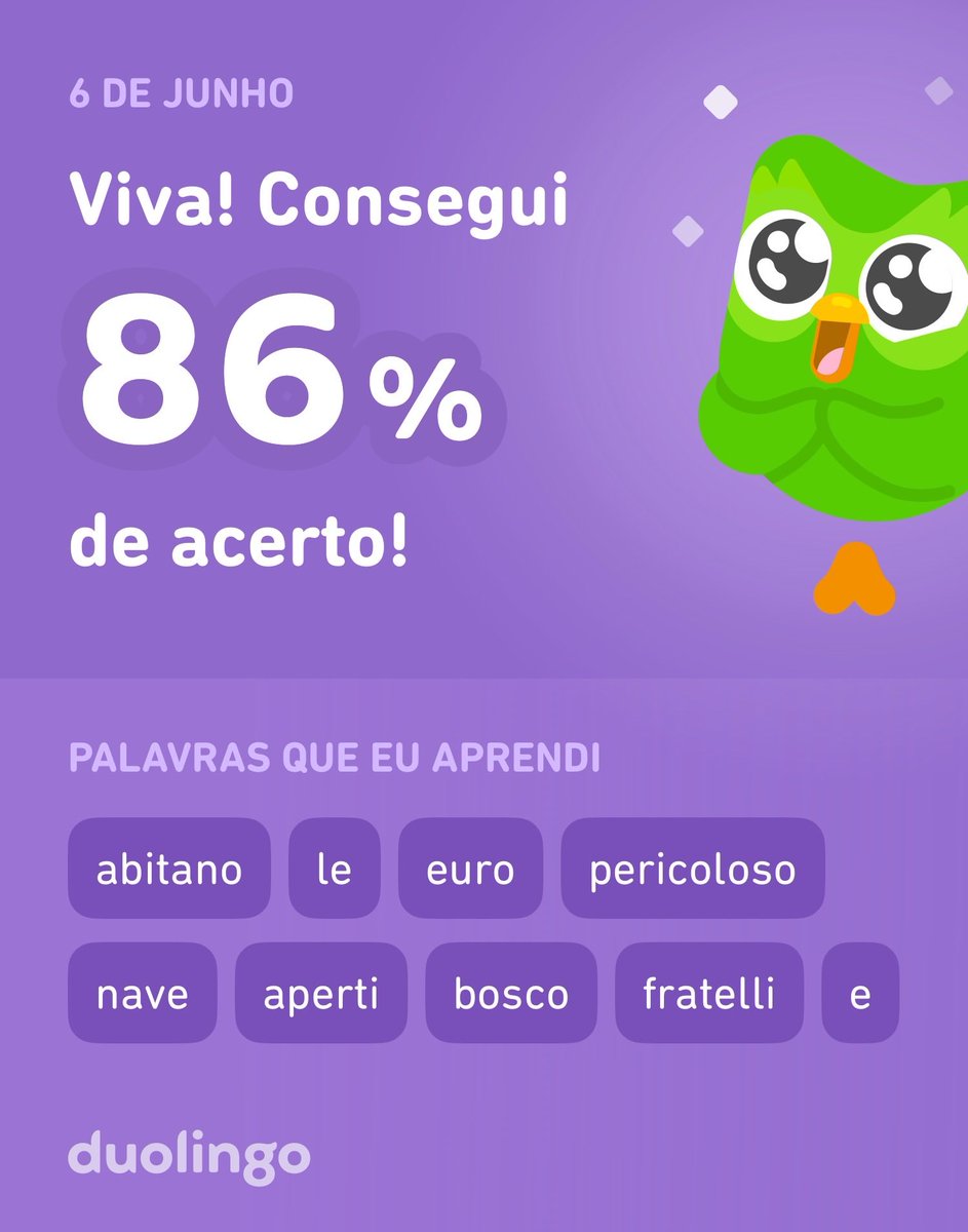 eunicedigilio's tweet photo. Estou aprendendo italiano no Duolingo! É grátis, divertido e eficaz. https://t.co/nMUsxA6iR8