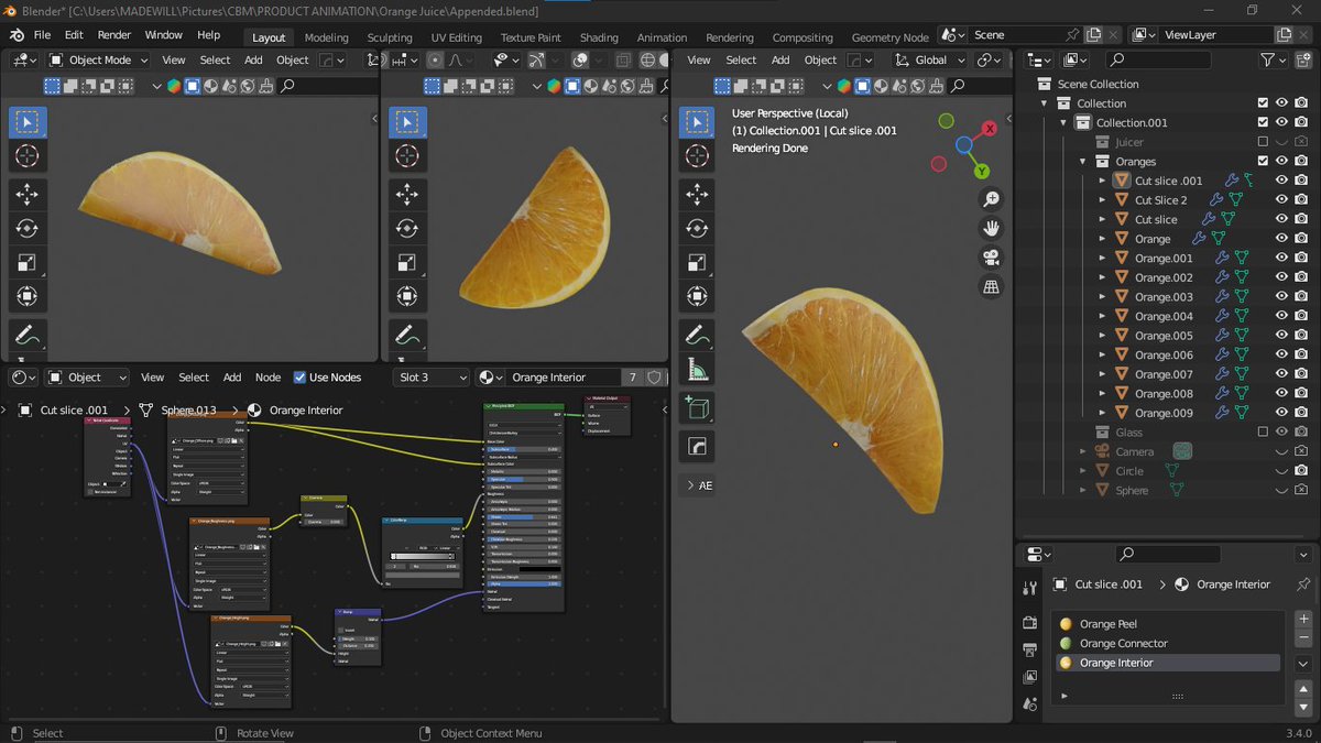 _madewill's tweet photo. Just wrapped up modeling and shading a realistic orange slice in Blender 🍊

#Blender3D #3DModeling #3DArt #LookDev #DigitalArt #ProceduralShading #Texturing #BlenderRender #OrangeSlice #CGI #CreativeProcess https://t.co/SDEPk6vKsR