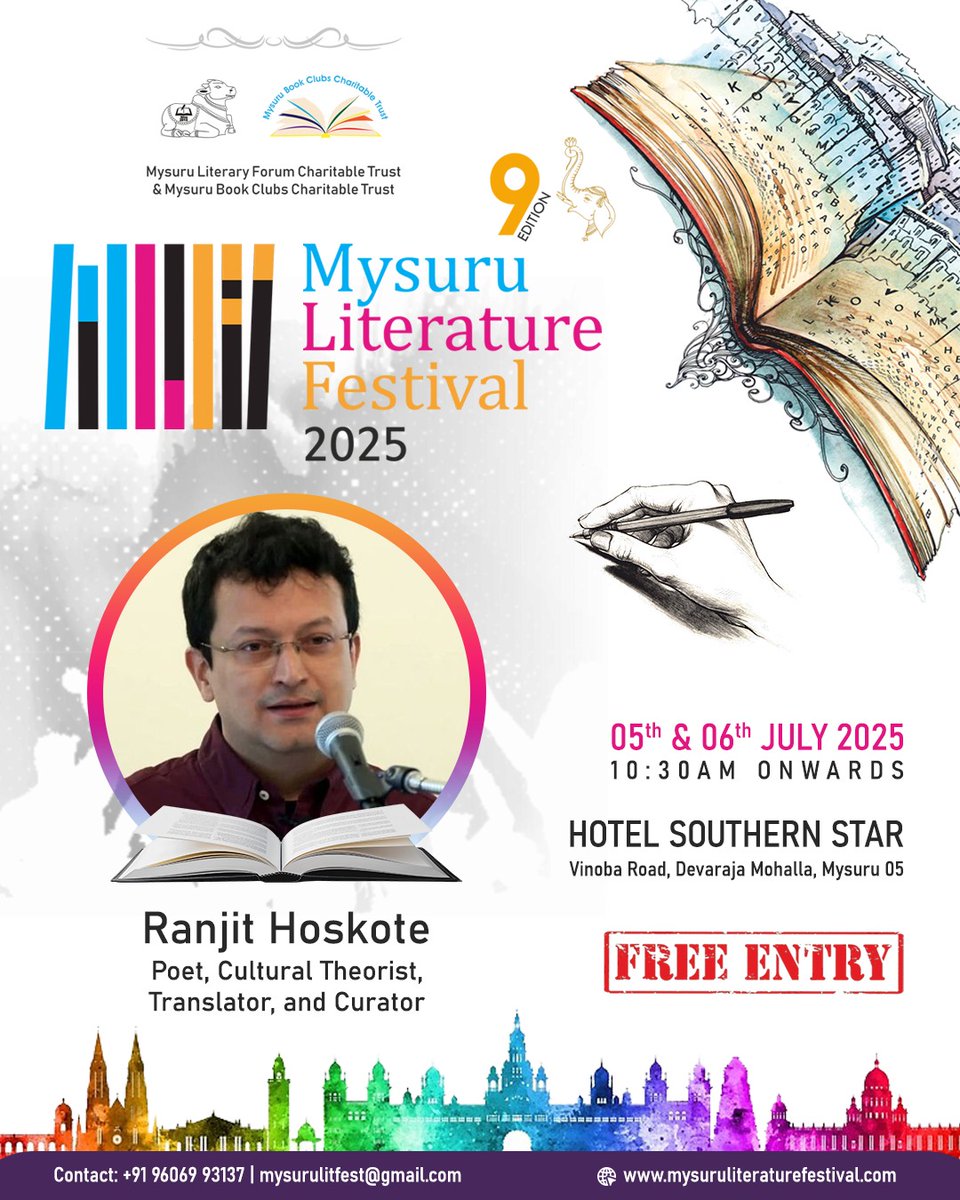 Mysuru Literature Festival (@mysurulitfest) on Twitter photo Ranjit Hoskote blends poetry, translation, and cultural insight into a unique voice. His recent collections—Jonahwhale, Hunchprose, and Icelight—explore memory and myth. He has translated the mystic poems of Lal Ded and the work of Urdu poet Mir Taqi Mir.
<a href="/ranjithoskote/">Ranjit Hoskote</a> Ranjit Hoskote blends poetry, translation, and cultural insight into a unique voice. His recent collections—Jonahwhale, Hunchprose, and Icelight—explore memory and myth. He has translated the mystic poems of Lal Ded and the work of Urdu poet Mir Taqi Mir.
<a href="/ranjithoskote/">Ranjit Hoskote</a>