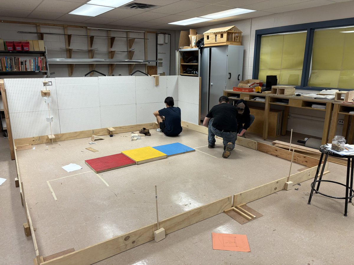 Our Bobcats in CAR801 (carpentry) are putting the finishing touches on our Robotics arena for exams next week. Great cross curricular work taking place between Sci701/Rob801/Car/801 and our Bluecrew!! <a href="/GoBobcatsGo/">Bluefield Bobcats</a> #BuefieldHS