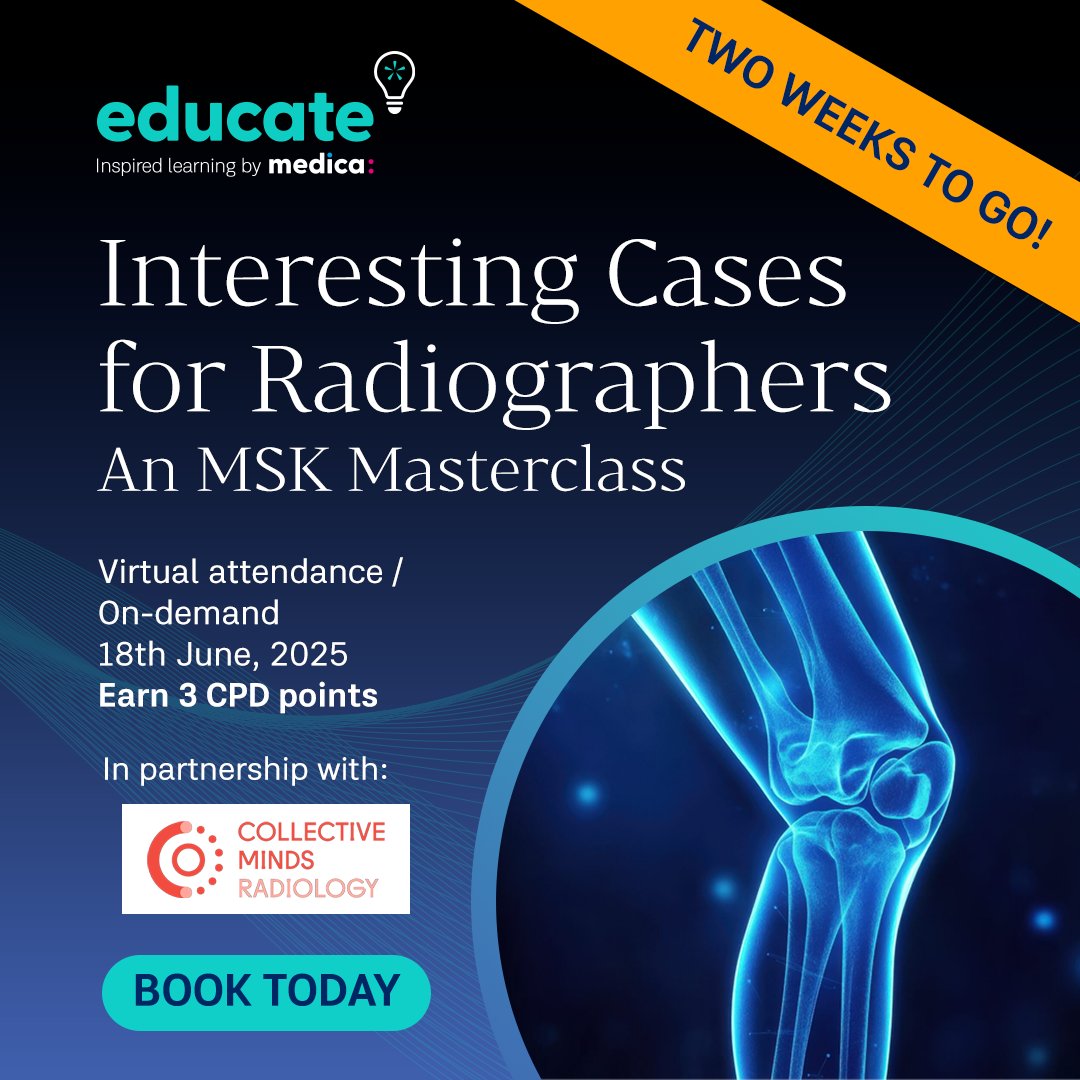 Boost your MSK reporting skills with our interactive half-day course for radiographers!

🗓️ 18 June 2025 | 💻 Live online + 90-day on-demand access | 🎓 3 CPD Points

👉 Book now: educatebymedica.com/events/interes…

#Radiography #PlainFilm #MSK #Musculoskeletal #EducateByMedica