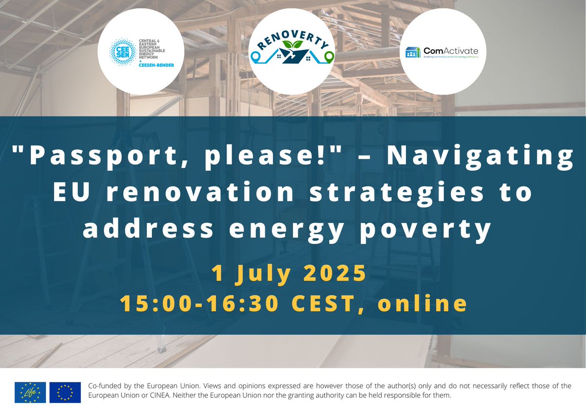 Passport, please!💻 Learn how #EURenovation strategies are tackling #EnergyPoverty!

Our new event explores tools like Building Renovation Passports &amp; Roadmaps, sharing insights from across Europe🌍

➡️ Register now: ieecp.org/events/passpor…