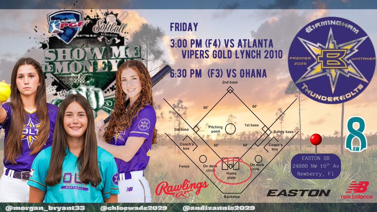 Birmingham Thunderbolts Whitaker 2029/2011 (@bolts_2029) on Twitter photo Show Me The Money!!! #Day1
#BoltsBoom #BhamBolsMade
Come see our catchers! ๐ฟ
<a href="/Morgan_Bryant33/">Morgan Bryant</a> <a href="/chloewade2029/">Chloe Wade</a> <a href="/AndiZannis2029/">Andi Zannis</a> Show Me The Money!!! #Day1
#BoltsBoom #BhamBolsMade
Come see our catchers! ๐ฟ
<a href="/Morgan_Bryant33/">Morgan Bryant</a> <a href="/chloewade2029/">Chloe Wade</a> <a href="/AndiZannis2029/">Andi Zannis</a>