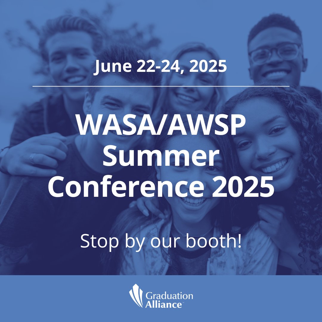 We can hardly wait for the WASA/AWSP Summer Conference in Spokane! WASA is always one of our favorite events, and our team is eager to meet you at the Graduation Alliance booth.

#WASA #AWSP #WASA2025 #LeadershipForANewEra #SummerCon25 #SchoolLeadership #EducationInnovation