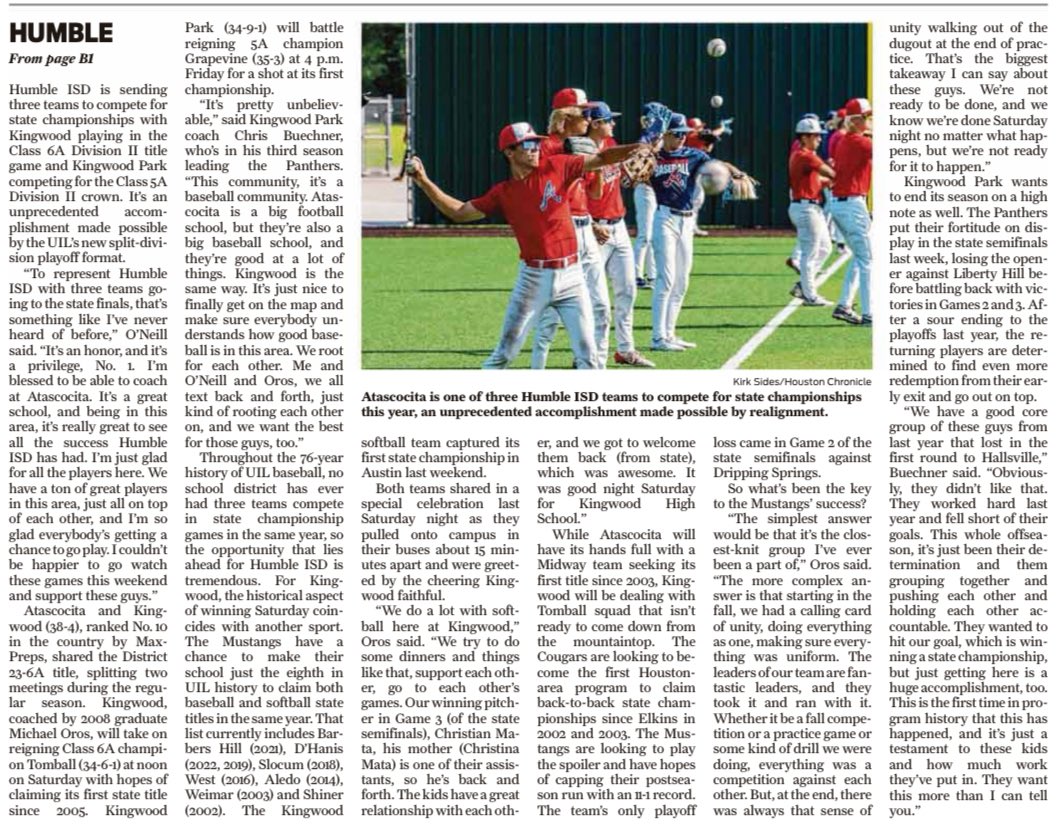 Jon Poorman (@jonpoorman) on Twitter photo 📰 Today’s <a href="/HoustonChron/">Houston Chronicle</a> sports section includes my feature story on <a href="/AHS_6aBaseball/">Atascocita Baseball</a>, <a href="/KWoodBaseball/">Kingwood Baseball</a> and <a href="/KPARKBaseball1/">PARK Baseball ⚾️</a> representing <a href="/HumbleISD/">Humble ISD</a> at #UILState baseball.
⚾️ Read the full story: houstonchronicle.com/sports/high-sc… 📰 Today’s <a href="/HoustonChron/">Houston Chronicle</a> sports section includes my feature story on <a href="/AHS_6aBaseball/">Atascocita Baseball</a>, <a href="/KWoodBaseball/">Kingwood Baseball</a> and <a href="/KPARKBaseball1/">PARK Baseball ⚾️</a> representing <a href="/HumbleISD/">Humble ISD</a> at #UILState baseball.
⚾️ Read the full story: houstonchronicle.com/sports/high-sc…