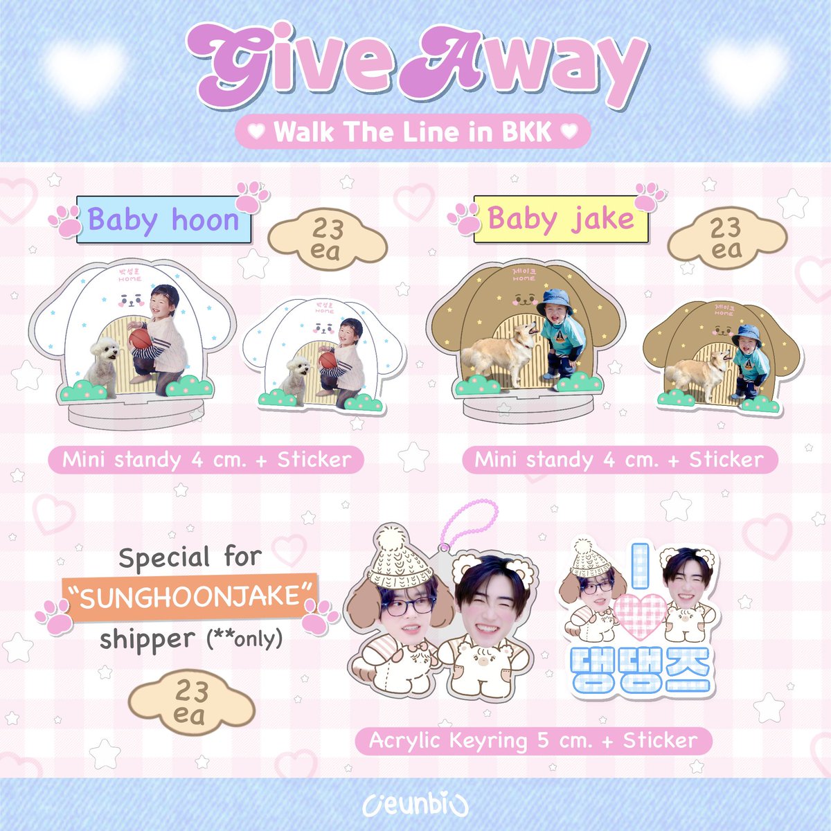 jeunbiu's tweet photo. 𐙚 pls kindly rt ☆⋆

॰｡ཻ˚ 𝒢ive𝒜way for #WALKTHELINE_IN_BANGKOK 

♡ baby hoon &amp; baby jake ♡
♡ special for sunghoonjake shipper ♡

date : 21 June 2025
location : Rajamangala national stadium
time : tba

🐶 rt &amp; show this tweet 🐶 https://t.co/2OXvZxNJx6