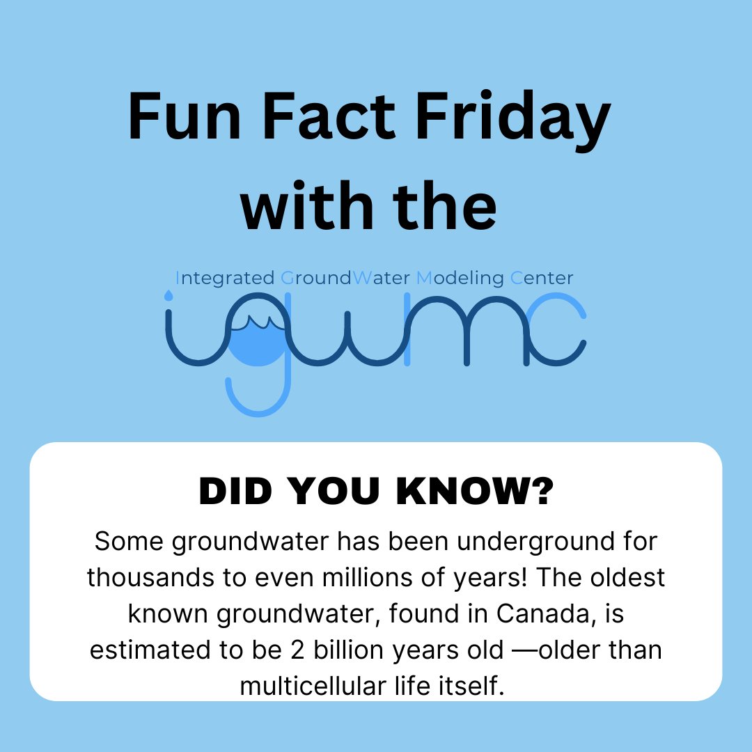 igwmc (@igwmc) on Twitter photo Groundwater has been around for millions—even billions—of years! 🤯 What’s the oldest water-related fact you know? ⬇️ #FunFactFriday #WaterScience <a href="/reedh2o/">Reed Maxwell</a> Groundwater has been around for millions—even billions—of years! 🤯 What’s the oldest water-related fact you know? ⬇️ #FunFactFriday #WaterScience <a href="/reedh2o/">Reed Maxwell</a>