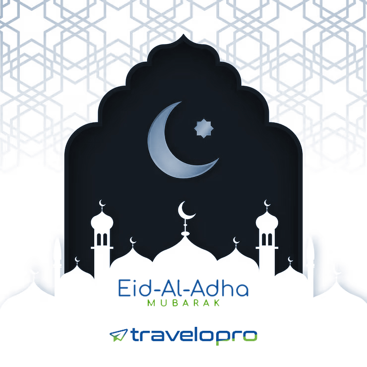 TraveloPro's tweet photo. Wishing you and your family a joyous Eid al-Adha filled with happiness, peace, and abundant blessings. From the entire @TraveloPro family, we wish you a safe, joyful, and blessed Eid.

#EidAlAdhaMubarak ##BlessedEid #EidMubarak #EidJoy #TravelTechnology #Travelopro https://t.co/phf0NwZh5W