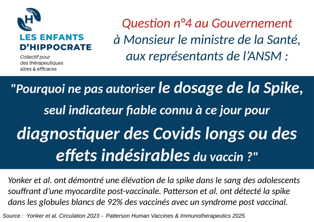 Les Enfants d'Hippocrate (@edhippocrate) on Twitter photo Chaque semaine, une nouvelle question. Nous attendons toujours les réponse aux précédentes. Merci de retweeter <a href="/Sante_Gouv/">Ministère de la Santé et de l'Accès aux soins</a> <a href="/gouvernementFR/">Gouvernement</a> <a href="/PresidentCnom/">ARNAULT François</a> <a href="/ordre_medecins/">Ordre des Médecins</a>. #démocratie #transparence #DirectAN. Tous ensemble contre la #Désinformation #FactCheck #FakeNews #stoparnm Chaque semaine, une nouvelle question. Nous attendons toujours les réponse aux précédentes. Merci de retweeter <a href="/Sante_Gouv/">Ministère de la Santé et de l'Accès aux soins</a> <a href="/gouvernementFR/">Gouvernement</a> <a href="/PresidentCnom/">ARNAULT François</a> <a href="/ordre_medecins/">Ordre des Médecins</a>. #démocratie #transparence #DirectAN. Tous ensemble contre la #Désinformation #FactCheck #FakeNews #stoparnm