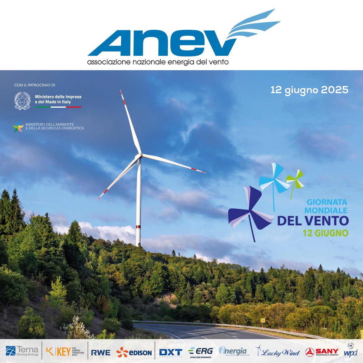 ANEV (@aneveolico) on Twitter photo ๐๐ฎ๐๐ง๐๐จ?
12 giugno 2025, ore 14:30 Giornata Mondiale del Vento
๐๐จ๐ฏ๐?
Sede del GSE โ Roma
๐๐ข๐ญ๐จ๐ฅ๐จ ๐๐๐ฅ ๐๐จ๐ง๐ฏ๐๐ ๐ง๐จ:
"Semplificare lโeolico per accelerare la transizione energetica e ridurre i costi in bolletta"
Con il patrocinio del <a href="/MASE_IT/">Ministero Ambiente e Sicurezza Energetica</a> e <a href="/mimit_gov/">MIMIT</a> ๐๐ฎ๐๐ง๐๐จ?
12 giugno 2025, ore 14:30 Giornata Mondiale del Vento
๐๐จ๐ฏ๐?
Sede del GSE โ Roma
๐๐ข๐ญ๐จ๐ฅ๐จ ๐๐๐ฅ ๐๐จ๐ง๐ฏ๐๐ ๐ง๐จ:
"Semplificare lโeolico per accelerare la transizione energetica e ridurre i costi in bolletta"
Con il patrocinio del <a href="/MASE_IT/">Ministero Ambiente e Sicurezza Energetica</a> e <a href="/mimit_gov/">MIMIT</a>