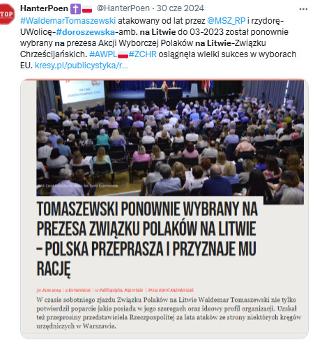 HanterPoen's tweet photo. @placzekgrzegorz Ambasador #doroszewska latami prześladowała Polaków na Litwie. UWolskie✡️MSZ od 1990 szczują rządy Liwy przeciw Polakom stąd litewskie ataki na polskie szkoły i na polskie partie polit.#AWPL🇵🇱#ZCHR,na polskie nazewinictwo miejsowości i ulic wbrew prawu EU. KRESY Pan nie czytasz.2 https://t.co/n6hZQ18YI4