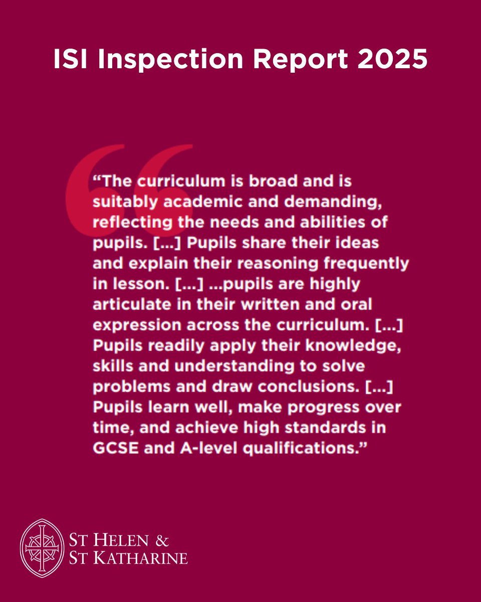 We are delighted to share another highlight from our recent ISI Inspection Report.

Read the full report: bit.ly/SHSKinspection…

#girlsschool #seniorschool #abingdon #oxford #oxfordshire