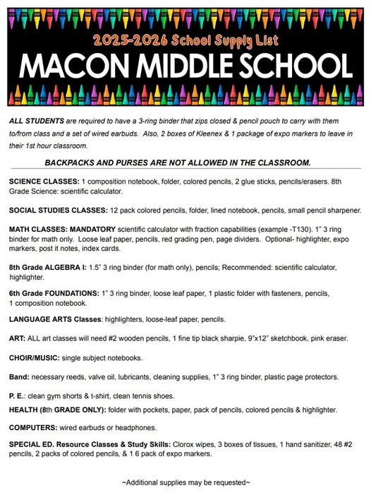 For Our Early Planners: the MMS 2025–2026 School Supply List is Ready! 
We see you, super-organized families! If you like to get a head start on back-to-school prep, we’ve got you covered. The school supply list for the upcoming year is now available.  Have a great summer!