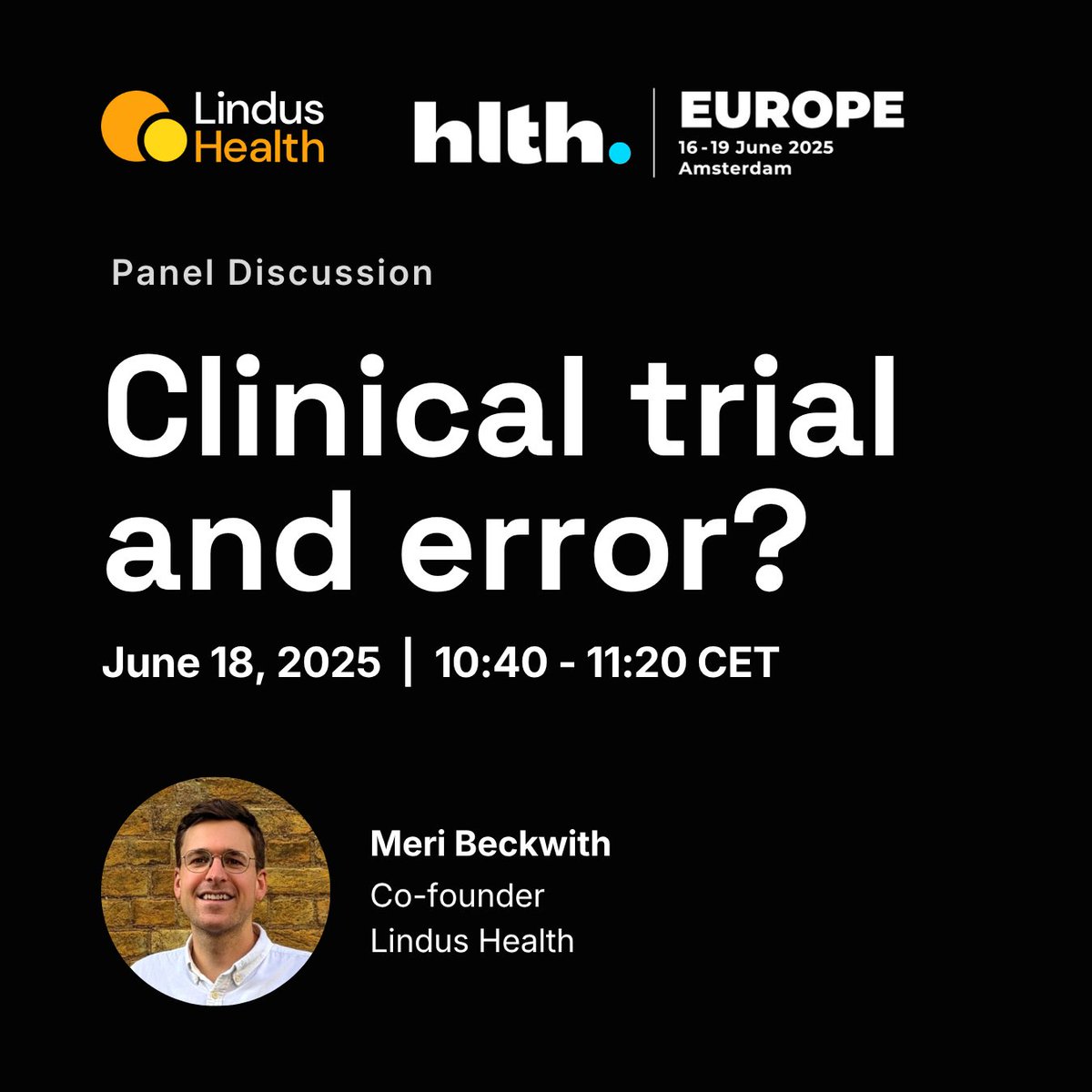 Going to #HLTHEurope 2025? Co-founder Meri Beckwith will be speaking amongst a panel of other industry leaders to tackle why traditional, outdated processes no longer work in today’s clinical research landscape.

#clinicalresearch #clinicaltrials #researchinnovation <a href="/HLTHEVENT/">HLTH</a>