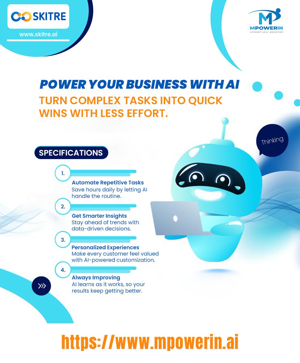 MPOWERIN111581's tweet image. 💼 Still wasting hours on routine tasks?
Let AI handle the boring stuff while you focus on growing your business 🚀

#AIForBusiness #SmarterWorkflows #AutomationPower #DigitalEfficiency #NextGenSolutions #AIProductivity #SmartBusinessTools #FutureOfWork #DataDrivenDecisions
