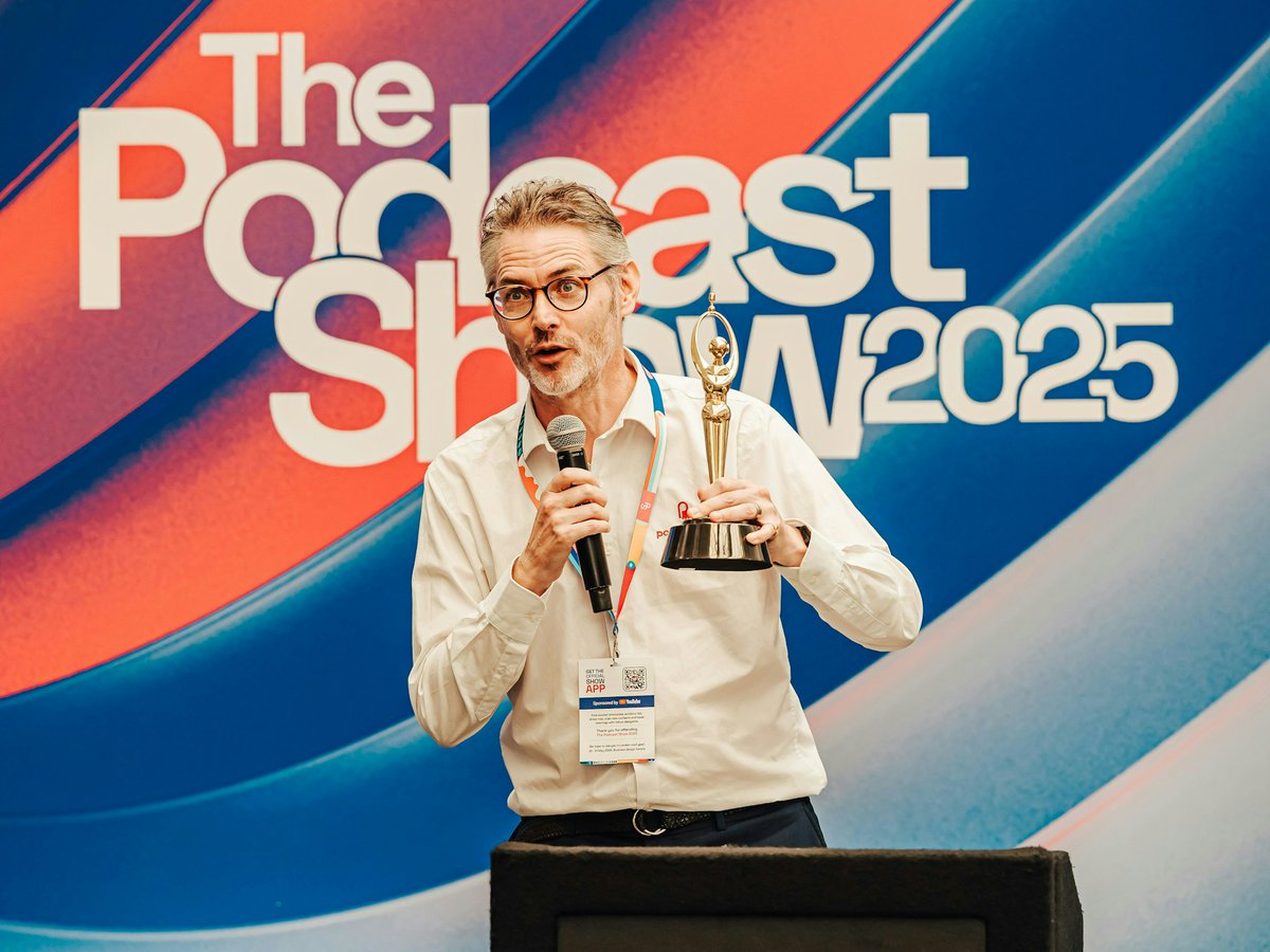 podcastacademy's tweet image. #TBT to May 21st at The Podcast Show London! We launched the international Ambie Awards 🏆 James Cridland received the International Impact Award, while Steven Bartlett earned the Governor’s Award for his influential show. tinyurl.com/32eeneb4