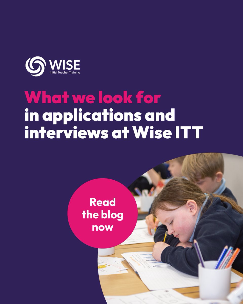 You've decided to take the leap into teaching but what makes a standout application? And how can you shine in an interview?

Our latest blog shares exactly what we look for in applicants at WISE ITT, with helpful tips. 

Read more: bit.ly/441BJAI