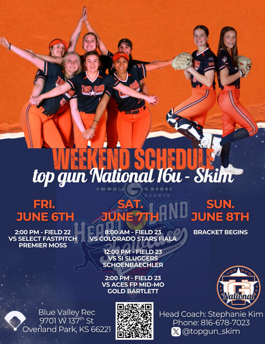 Addison Ellis (@addisonellis18) on Twitter photo Tournament time๐จ
My Top Gun team is heading to the Heartland Showcase this weekend in Kansas City! Here is our schedule below!๐๐งก Tournament time๐จ
My Top Gun team is heading to the Heartland Showcase this weekend in Kansas City! Here is our schedule below!๐๐งก