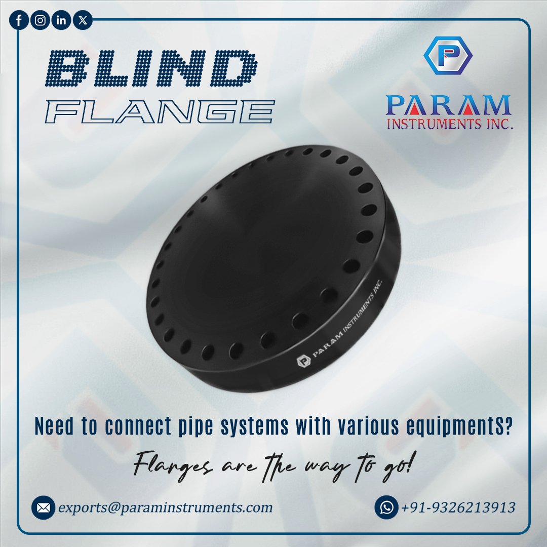 Param Instruments Inc. (@param_inc_) on Twitter photo Flanges are the commonly used joining method, providing a dependable way to connect pipe systems to equipment, valves, and other processing system components.
Email: exports@paraminstruments.com
WhatsApp: +919326213913
#Industrial #flange #blindflange #piping #steel #madeinIndia Flanges are the commonly used joining method, providing a dependable way to connect pipe systems to equipment, valves, and other processing system components.
Email: exports@paraminstruments.com
WhatsApp: +919326213913
#Industrial #flange #blindflange #piping #steel #madeinIndia