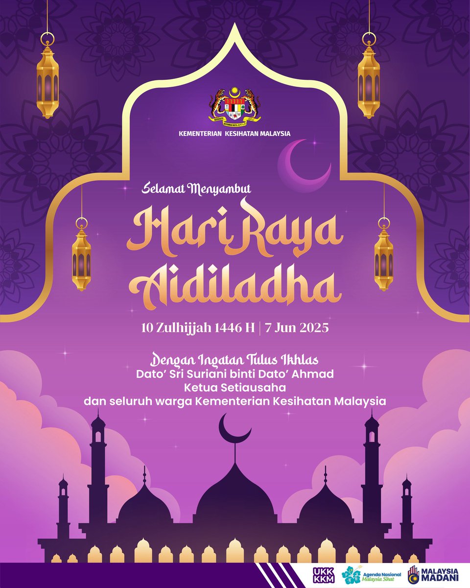 KKMalaysia๐ฒ๐พ๐ฉบโค๏ธ (@kkmputrajaya) on Twitter photo ๐๐๐ฅ๐๐ฆ๐๐ญ ๐๐๐ง๐ฒ๐๐ฆ๐๐ฎ๐ญ ๐๐๐ซ๐ข ๐๐๐ฒ๐ ๐๐ข๐๐ข๐ฅ๐๐๐ก๐ ๐โจ
โค๏ธ Pada hari yang mulia ini, kita memperingati pengorbanan yang agung demi mentaati perintah Ilahi. Ia adalah masa untuk memberi, berkongsi dan berbakti.
Marilah kita hayati nilai-nilai murni Aidiladha ๐๐๐ฅ๐๐ฆ๐๐ญ ๐๐๐ง๐ฒ๐๐ฆ๐๐ฎ๐ญ ๐๐๐ซ๐ข ๐๐๐ฒ๐ ๐๐ข๐๐ข๐ฅ๐๐๐ก๐ ๐โจ
โค๏ธ Pada hari yang mulia ini, kita memperingati pengorbanan yang agung demi mentaati perintah Ilahi. Ia adalah masa untuk memberi, berkongsi dan berbakti.
Marilah kita hayati nilai-nilai murni Aidiladha