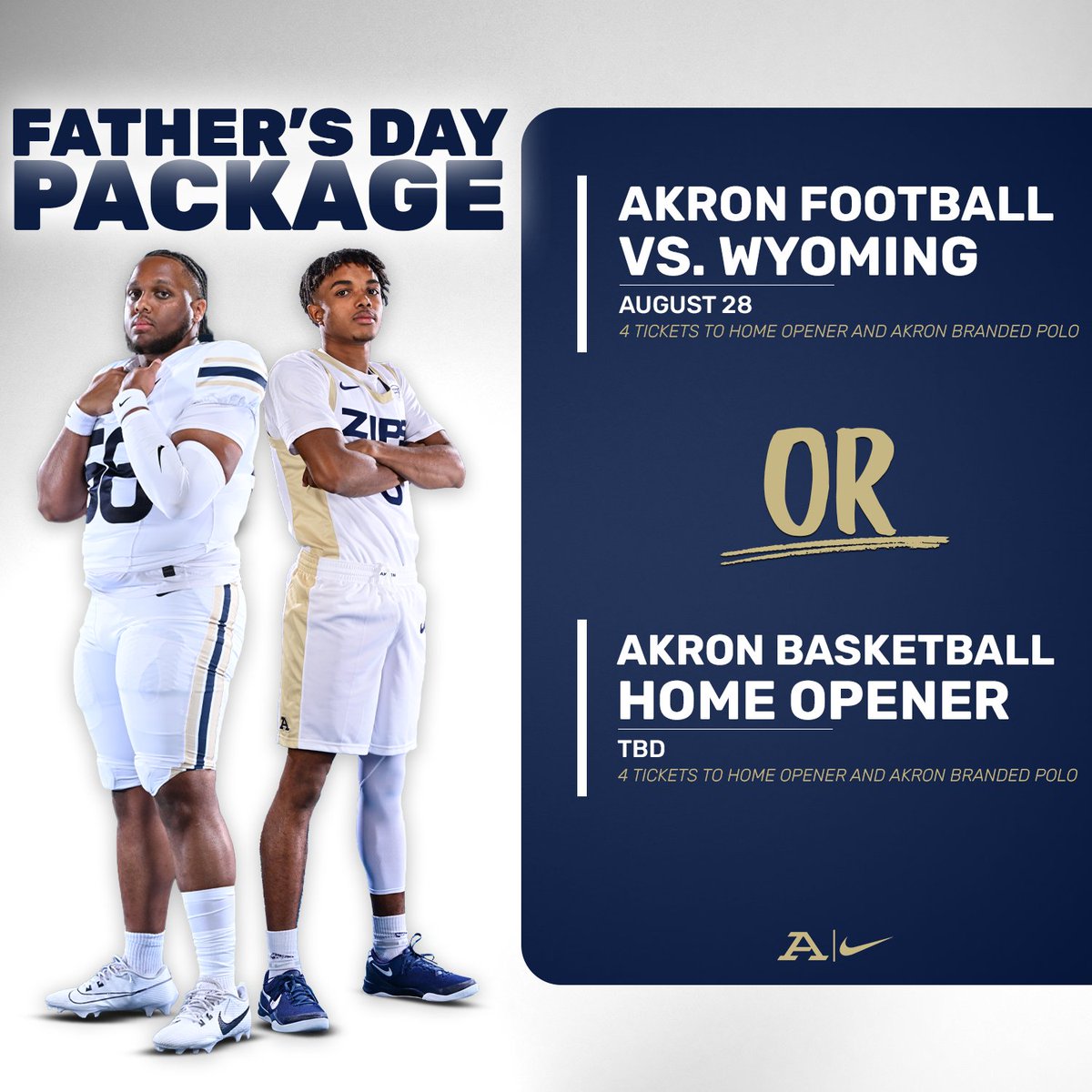 Akron Zips Athletics (@akronzips) on Twitter photo Father's Day is right around the corner and we have the perfect gift idea for you! Choose between 4️⃣ <a href="/ZipsFB/">Akron Football</a> ticket vouchers OR 4️⃣ <a href="/ZipsMBB/">Akron Zips MBB</a> ticket vouchers and a Akron branded polo👕 Hit the link for more details ⬇️
🔗: tinyurl.com/mtrjkc9b
#GoZips | 🦘 Father's Day is right around the corner and we have the perfect gift idea for you! Choose between 4️⃣ <a href="/ZipsFB/">Akron Football</a> ticket vouchers OR 4️⃣ <a href="/ZipsMBB/">Akron Zips MBB</a> ticket vouchers and a Akron branded polo👕 Hit the link for more details ⬇️
🔗: tinyurl.com/mtrjkc9b
#GoZips | 🦘