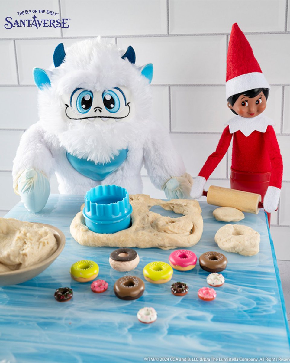 For National Donut Day, this SnoBiggie yeti and Scout Elf are on donut patrol! 🍩☺️Visit our blog to find sugar-powered ideas! bit.ly/3AyAsFH