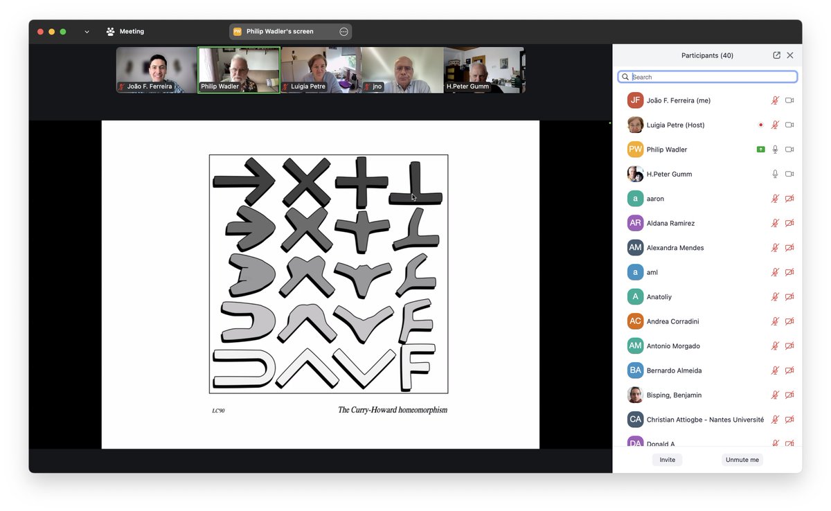 jff's tweet image. Phil Wadler is currently presenting "Lambda, the Ultimate Teaching Assistant (Agda version)" at the FME Teaching Committee Tutorial Series @FormalMtds
Zoom link: aboakademi.zoom.us/j/64254430116