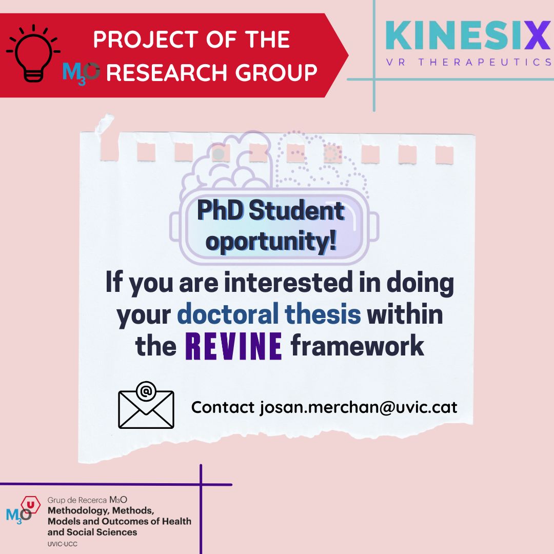 Research group M3O (@uvic_m3o) on Twitter photo The REVINE Project is piloting immersive #VirtualReality to support rehab after acquired brain injury and spatial neglect.
🎓 Want to join the project as a #PhD student?
📩 Contact: josan.merchan@uvic.cat
👉 mon.uvic.cat/m3o/revine/
#VR #Rehabilitation #PhDOpportunity The REVINE Project is piloting immersive #VirtualReality to support rehab after acquired brain injury and spatial neglect.
🎓 Want to join the project as a #PhD student?
📩 Contact: josan.merchan@uvic.cat
👉 mon.uvic.cat/m3o/revine/
#VR #Rehabilitation #PhDOpportunity