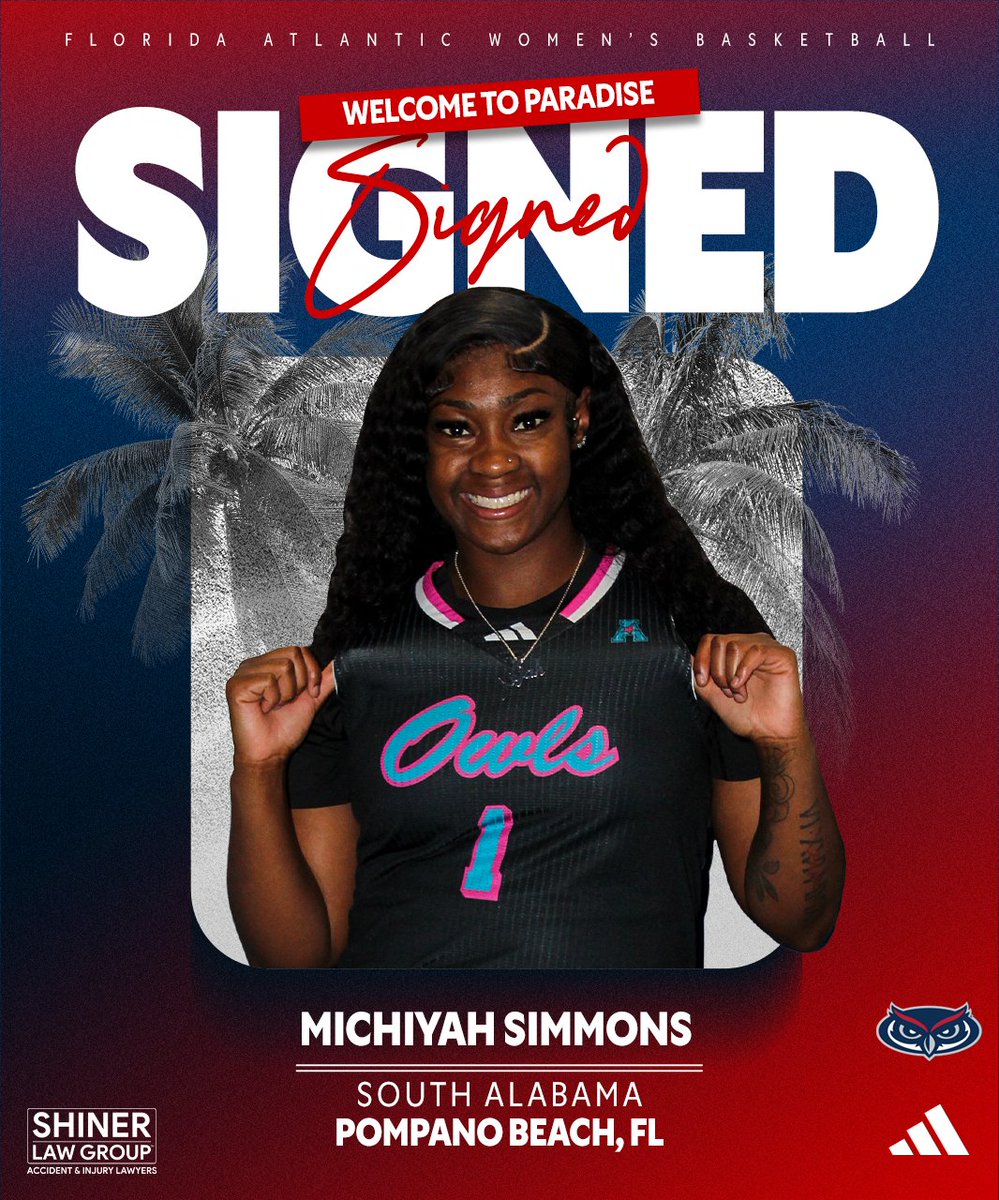 Florida Atlantic Women’s Basketball (@fauwbb_hoops) on Twitter photo 𝐖𝐞𝐥𝐜𝐨𝐦𝐞 𝐭𝐨 𝐏𝐚𝐫𝐚𝐝𝐢𝐬𝐞, 𝐌𝐢𝐜𝐡𝐢𝐲𝐚𝐡!
✍️ » <a href="/MichiyahS/">Michiyah Simmons</a>
🏀 » Guard
📍 » Pompano Beach, FL
📚 » South Alabama
📰 bit.ly/3Husa4y
#WIP🏝️ 𝐖𝐞𝐥𝐜𝐨𝐦𝐞 𝐭𝐨 𝐏𝐚𝐫𝐚𝐝𝐢𝐬𝐞, 𝐌𝐢𝐜𝐡𝐢𝐲𝐚𝐡!
✍️ » <a href="/MichiyahS/">Michiyah Simmons</a>
🏀 » Guard
📍 » Pompano Beach, FL
📚 » South Alabama
📰 bit.ly/3Husa4y
#WIP🏝️
