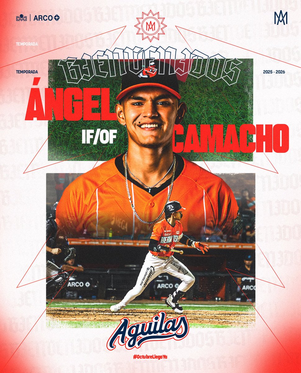 ¡Á𝐧𝐠𝐞𝐥 𝐂𝐚𝐦𝐚𝐜𝐡𝐨 𝐯𝐮𝐞𝐥𝐚 𝐚𝐥𝐭𝐨 𝐚 𝐀𝐠𝐮𝐢𝐥𝐚𝐬 𝐝𝐞 𝐌𝐞𝐱𝐢𝐜𝐚𝐥𝐢! 🦅

⚾️ Debutó con Naranjeros de Hermosillo en la Temporada 2022-2023.

⚾️Jugador que se puede desempeñar tanto en los jardines como en el cuadro interior, bateando y defendiendo por el lado de