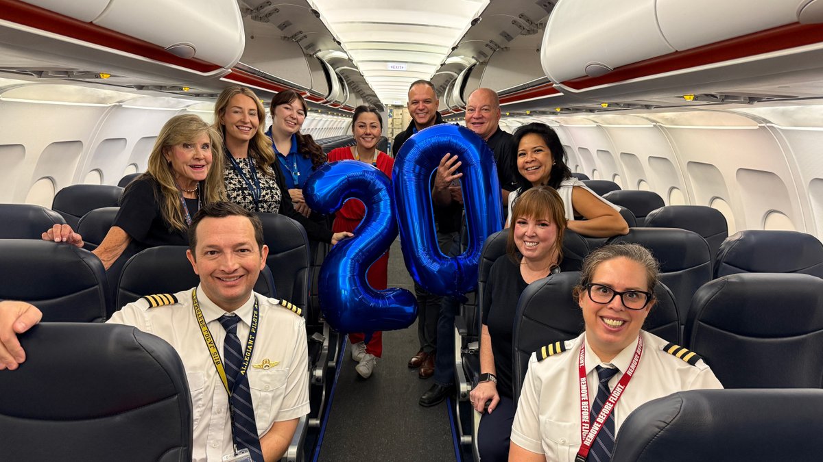 Allegiant Air (@allegiant) on Twitter photo From first flights to forever memories — we’re celebrating 20 years of nonstop service at <a href="/SFB_Airport/">Orlando Sanford International Airport</a>. 🎉
In two decades, we’ve grown from 1,300 annual flights to nearly 10,000, from serving 12 routes to nearly 70, and from welcoming 143,000 passengers on board annually to 1.4 From first flights to forever memories — we’re celebrating 20 years of nonstop service at <a href="/SFB_Airport/">Orlando Sanford International Airport</a>. 🎉
In two decades, we’ve grown from 1,300 annual flights to nearly 10,000, from serving 12 routes to nearly 70, and from welcoming 143,000 passengers on board annually to 1.4