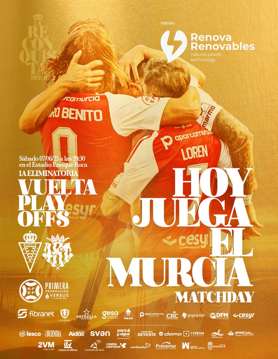 🔴⚪️ ¡Es 𝐄𝐋 𝐃𝐈́𝐀! ¡𝐇𝐎𝐘 𝐉𝐔𝐄𝐆𝐀 𝐄𝐋 𝐌𝐔𝐑𝐂𝐈𝐀!

⚔️ #RealMurciaNàstic 
👑 #ReconquistaDelRey