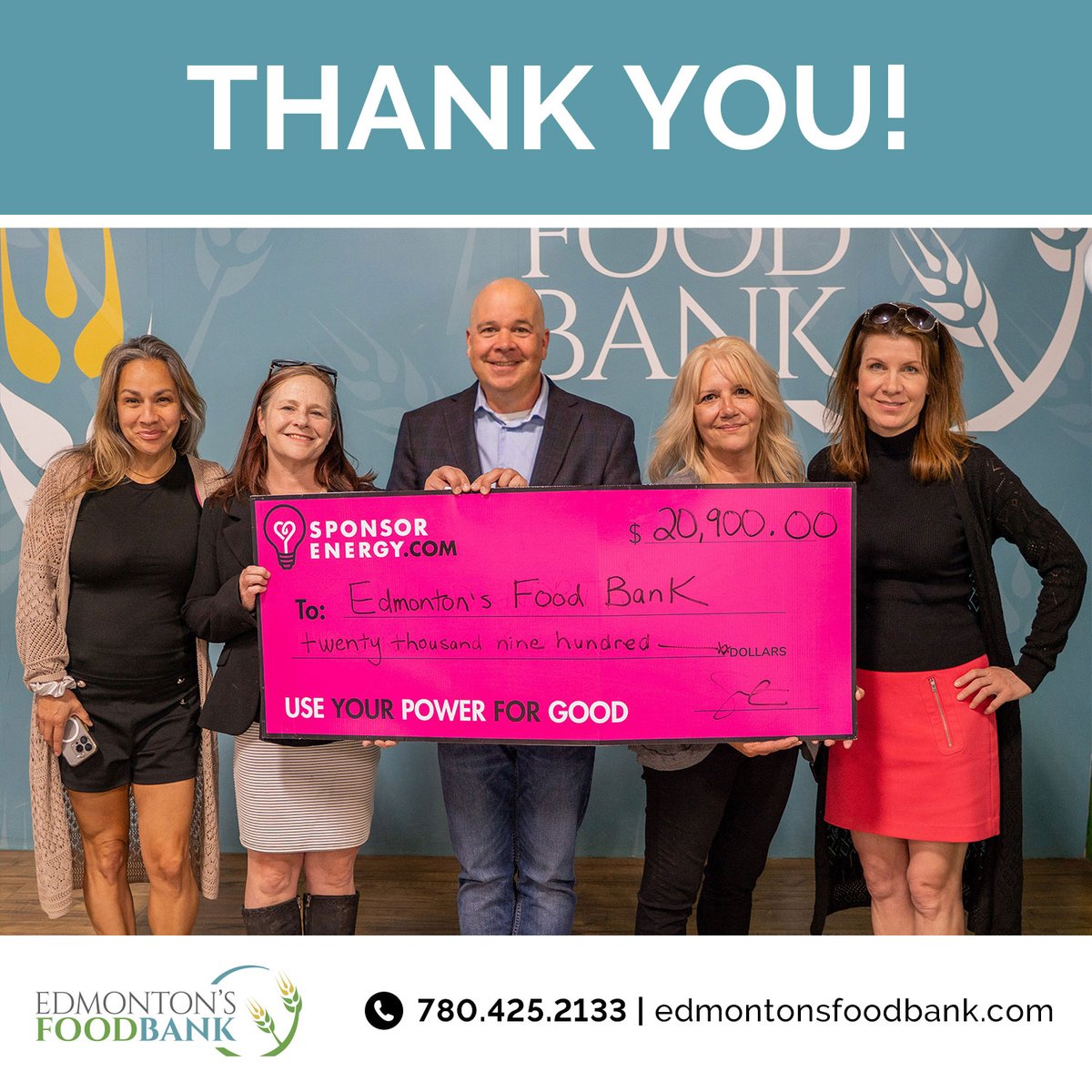 Our friends from <a href="/SponsorEnergy/">Sponsor Energy Inc</a> stopped by with a cheque from their amazing partnership with local charities. 

For each new customer signup, Sponsor Energy donates $50.00 to a charity of the customer's choice!

Thank YOU friends! #yeg #edmonton #yegfoodbank #feedyeg