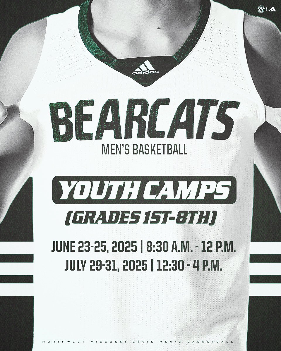 Bearcat Basketball (@nwbearcatmbb) on Twitter photo ๐ฉ๐๐๐๐๐๐ ๐๐๐๐๐ ๐ช๐๐๐
Come spend a few days getting coached by the Bearcats and having a lot of fun!
๐ฑ๐๐๐ 23๐๐
-25๐๐ - 8:30๐๐-12:00๐๐
๐ฑ๐๐๐ย ย 29๐๐-31๐๐ - 12:30๐๐-4:00๐๐
Sign up today by clicking the link below!๐
โฆtmissouristatembbcamps.totalcamps.com/shop/EVENT ๐ฉ๐๐๐๐๐๐ ๐๐๐๐๐ ๐ช๐๐๐
Come spend a few days getting coached by the Bearcats and having a lot of fun!
๐ฑ๐๐๐ 23๐๐
-25๐๐ - 8:30๐๐-12:00๐๐
๐ฑ๐๐๐ย ย 29๐๐-31๐๐ - 12:30๐๐-4:00๐๐
Sign up today by clicking the link below!๐
โฆtmissouristatembbcamps.totalcamps.com/shop/EVENT