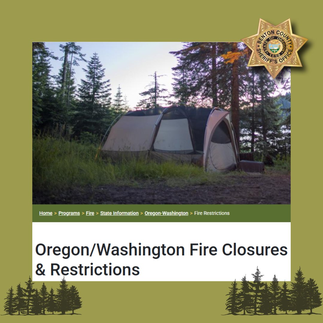 Benton County Sheriff's Office- Oregon (@bentoncosheriff) on Twitter photo Last week the <a href="/BLMNational/">Bureau of Land Management - National</a> Office issued its annual fire prevention order, prohibiting pyrotechnic devices, exploding targets, tracer & steel core ammunition, fireworks & shooting metal targets 🎯 on all BLM lands in Oregon & Washington.
View closures: f.mtr.cool/tphodzrjre Last week the <a href="/BLMNational/">Bureau of Land Management - National</a> Office issued its annual fire prevention order, prohibiting pyrotechnic devices, exploding targets, tracer & steel core ammunition, fireworks & shooting metal targets 🎯 on all BLM lands in Oregon & Washington.
View closures: f.mtr.cool/tphodzrjre
