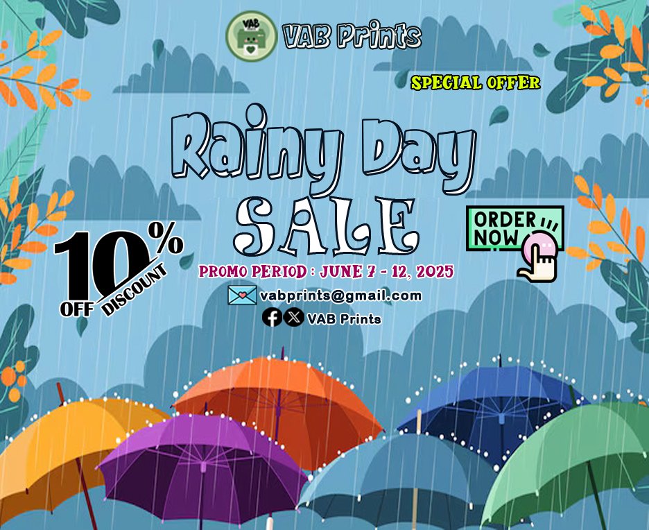 VABPrints's tweet photo. 🚨𝐏𝐑𝐎𝐌𝐎•𝐒𝐀𝐋𝐄•𝐀𝐋𝐄𝐑𝐓🚨

❗️🌧JUNE Ｓａｌｅ🌧❗️

Get 𝟏𝟎% off when you order from June 7 to June 12, 2025.

𝗢𝗥𝗗𝗘𝗥 𝗡𝗢𝗪❗️

#vabprints #affordable #printingshop https://t.co/tXEMsui3y6