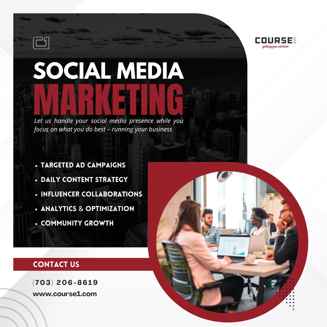 Boost your brand’s social presence with Course1! We craft high-impact social media strategies—engaging content, targeted ads, and growth hacks—to turn followers into customers.

#SocialMediaSuccess #course1