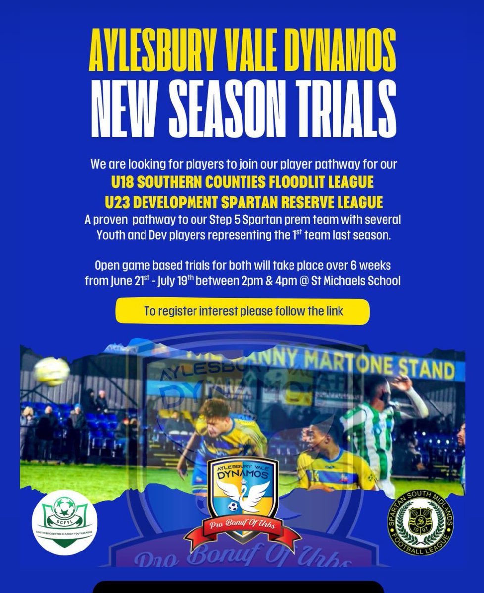 U18 &amp; Development Step 7 Trials

docs.google.com/forms/d/11RzMc…