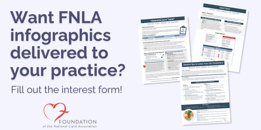 Foundation of the NLA (@foundationofnla) on Twitter photo Clinicians: Want printed copies of our patient infographics for your office?🖨️ Fill out this form & we’ll work to get them shipped to you: ow.ly/OMH250W4MS0
Patients are welcome to request them too!
Explore all our resources at learnyourlipids.com — more coming soon! Clinicians: Want printed copies of our patient infographics for your office?🖨️ Fill out this form & we’ll work to get them shipped to you: ow.ly/OMH250W4MS0
Patients are welcome to request them too!
Explore all our resources at learnyourlipids.com — more coming soon!