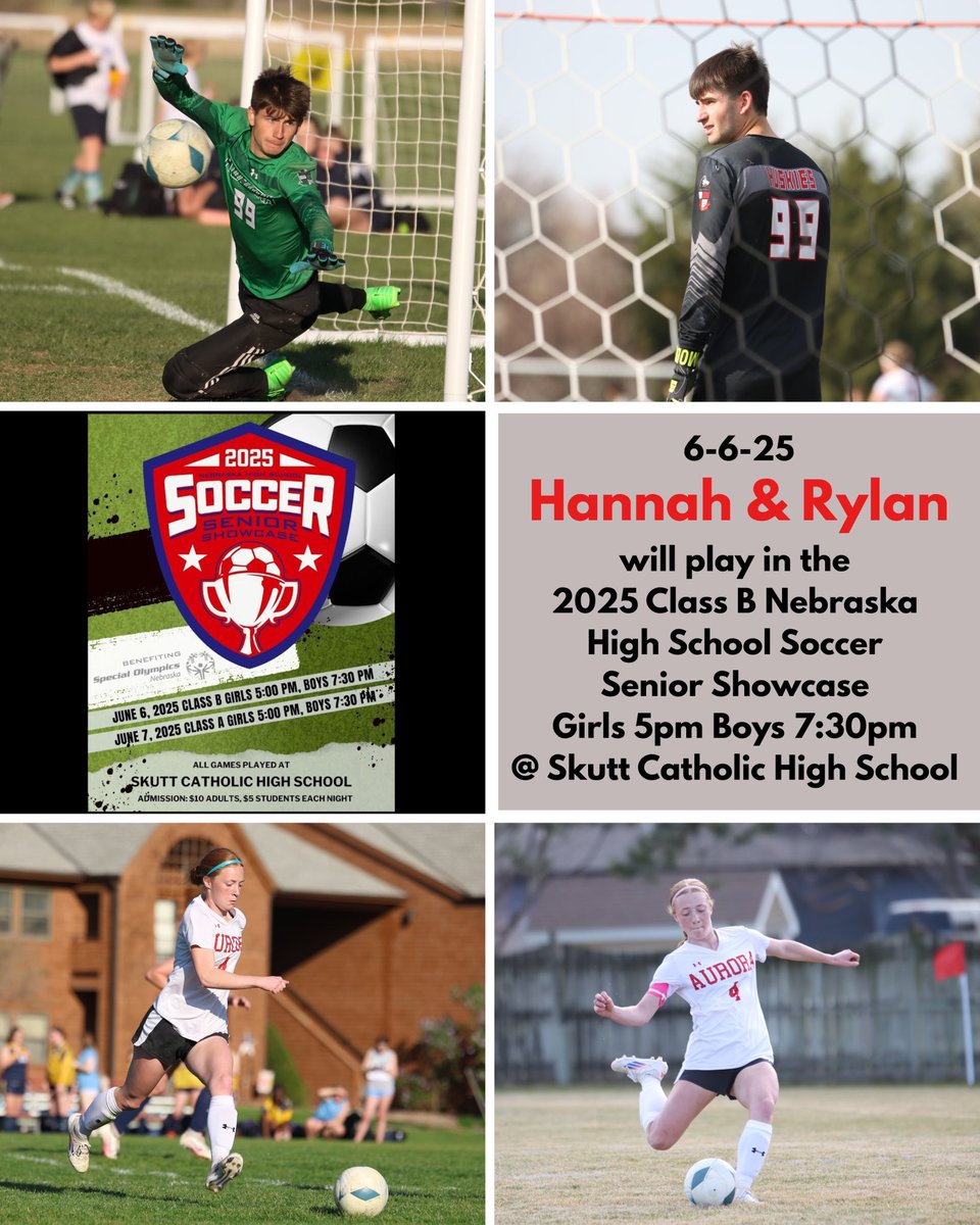 Punkyjanda's tweet photo. Hannah &amp; Rylan will play in the 2025 Class B Nebraska High School Soccer Senior Showcase today at Skutt Catholic High school. Girls play at 5pm and Boys at 7:30pm  #aurorahuskies https://t.co/USolKON1nH