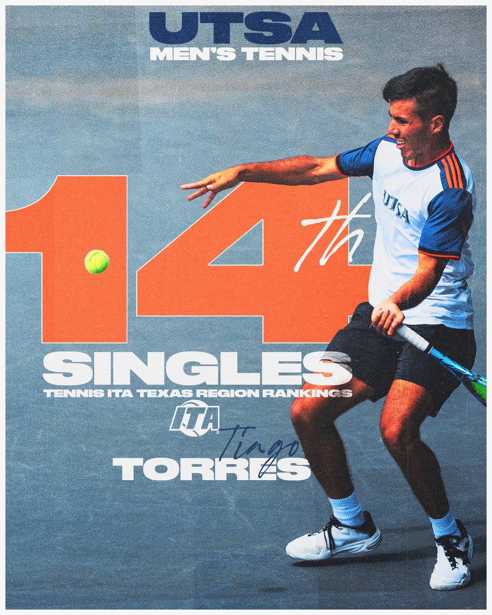 UTSAMT's tweet image. Final @ITA_Tennis Regional Rankings are in and the Roadrunners are 8th as a team with Tiago Torres at 14th in Singles!
#BirdsUp🤙 | #LetsGo210