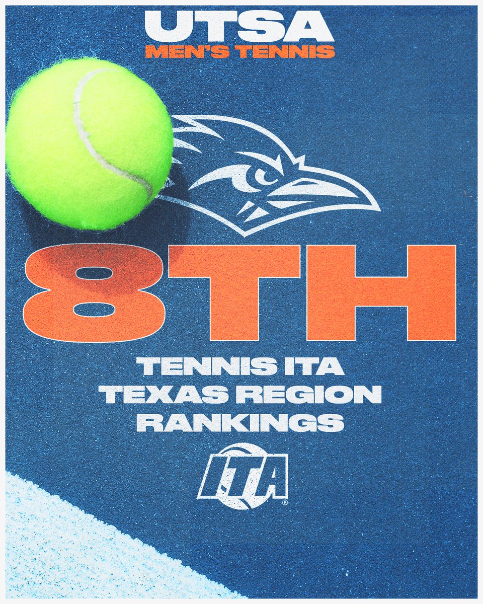 UTSAMT's tweet image. Final @ITA_Tennis Regional Rankings are in and the Roadrunners are 8th as a team with Tiago Torres at 14th in Singles!
#BirdsUp🤙 | #LetsGo210