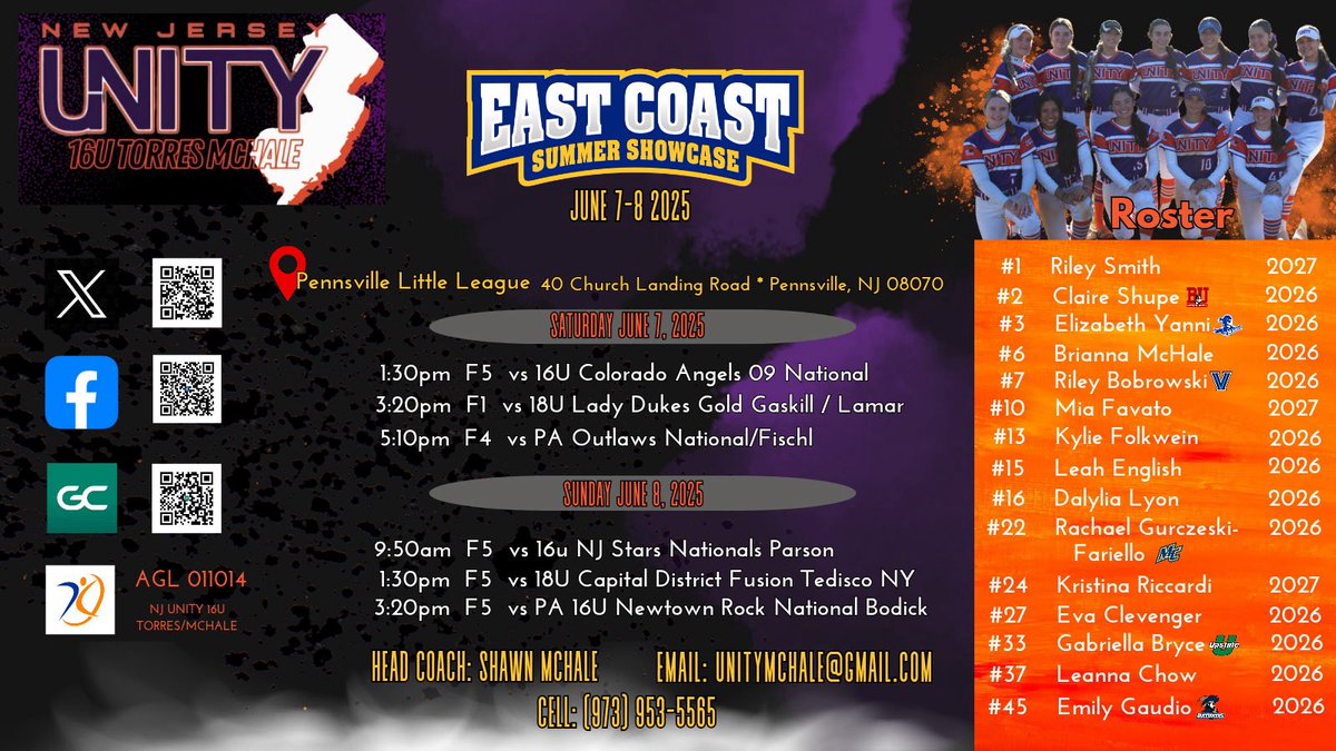 Kaliana Ray 2027 (@kalianaray) on Twitter photo Excited to get the summer started by guesting with NJ Unity this weekend at the East Coast Summer Showcase! Here’s our schedule for the weekend.
<a href="/NJUnityMchale/">NJ Unity 16U Torres/McHale</a> Excited to get the summer started by guesting with NJ Unity this weekend at the East Coast Summer Showcase! Here’s our schedule for the weekend.
<a href="/NJUnityMchale/">NJ Unity 16U Torres/McHale</a>