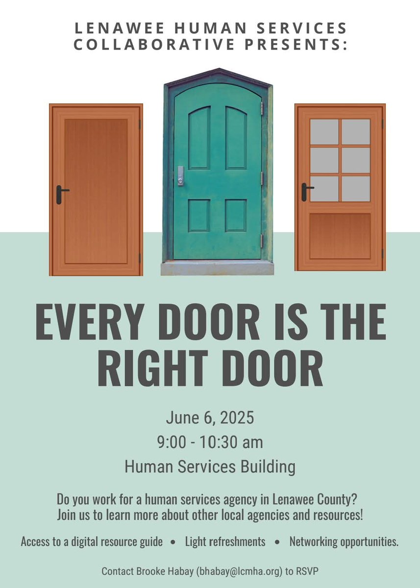 Every Door is the Right Door😁  Great morning to share about important agency programs and resources in Lenawee County!  Thank you to the Lenawee Human Services Collaborative for hosting this important event!