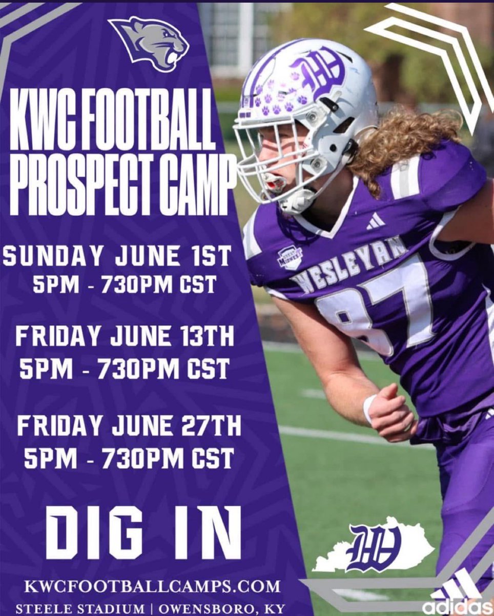 Korey Tutt Jr. (@koreytuttjr) on Twitter photo I will be at Kentucky Wesleyan football camp on the 13th ready to show off and compete!!!!
<a href="/CoachKWallace/">Kevin Wallace</a> <a href="/StXTigersFB/">Tiger Football</a>
<a href="/Playmakerhaddox/">Coach Nick Haddock</a> <a href="/coachantwright1/">Anthony Wright</a> <a href="/CoachBFish25/">Brandon Fisher</a> <a href="/CoachRo35/">Coach Roland Brady</a> <a href="/CoachCostello/">Dillon Costello</a>
<a href="/CoachRJWilson55/">Coach RJ Wilson</a> I will be at Kentucky Wesleyan football camp on the 13th ready to show off and compete!!!!
<a href="/CoachKWallace/">Kevin Wallace</a> <a href="/StXTigersFB/">Tiger Football</a>
<a href="/Playmakerhaddox/">Coach Nick Haddock</a> <a href="/coachantwright1/">Anthony Wright</a> <a href="/CoachBFish25/">Brandon Fisher</a> <a href="/CoachRo35/">Coach Roland Brady</a> <a href="/CoachCostello/">Dillon Costello</a>
<a href="/CoachRJWilson55/">Coach RJ Wilson</a>