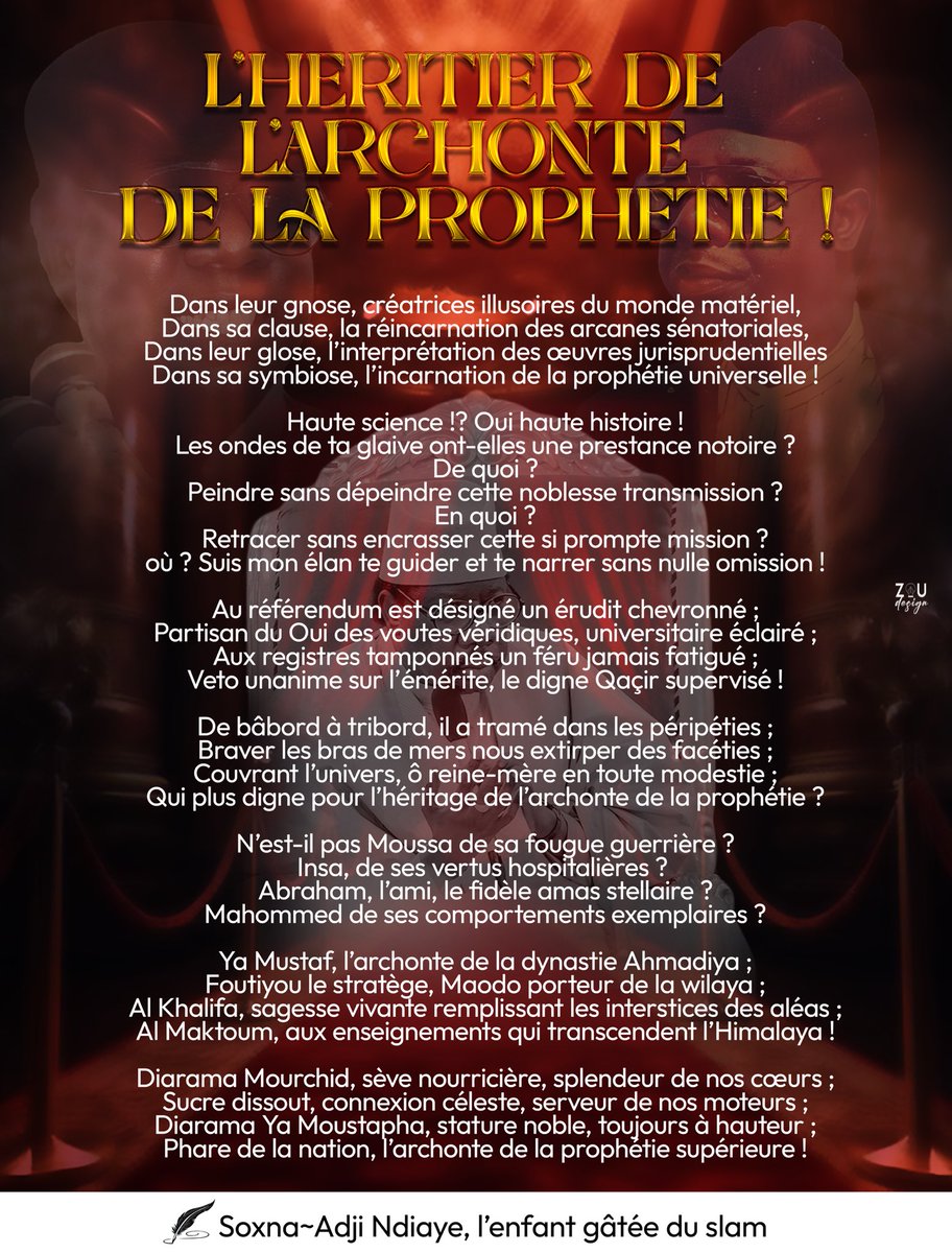 SokhnaaAdji's tweet image. L’HÉRITIER DE L’ARCHONTE DE LA PROPHÉTIE !
À l’appel de l’Héritier ! 
Il est des héritages qu’aucune époque ne peut contenir, des lumières que nul voile ne peut ternir.
Lorsque la prophétie s’incarne sans bruit, c’est l’âme éveillée qui la reconnaît.