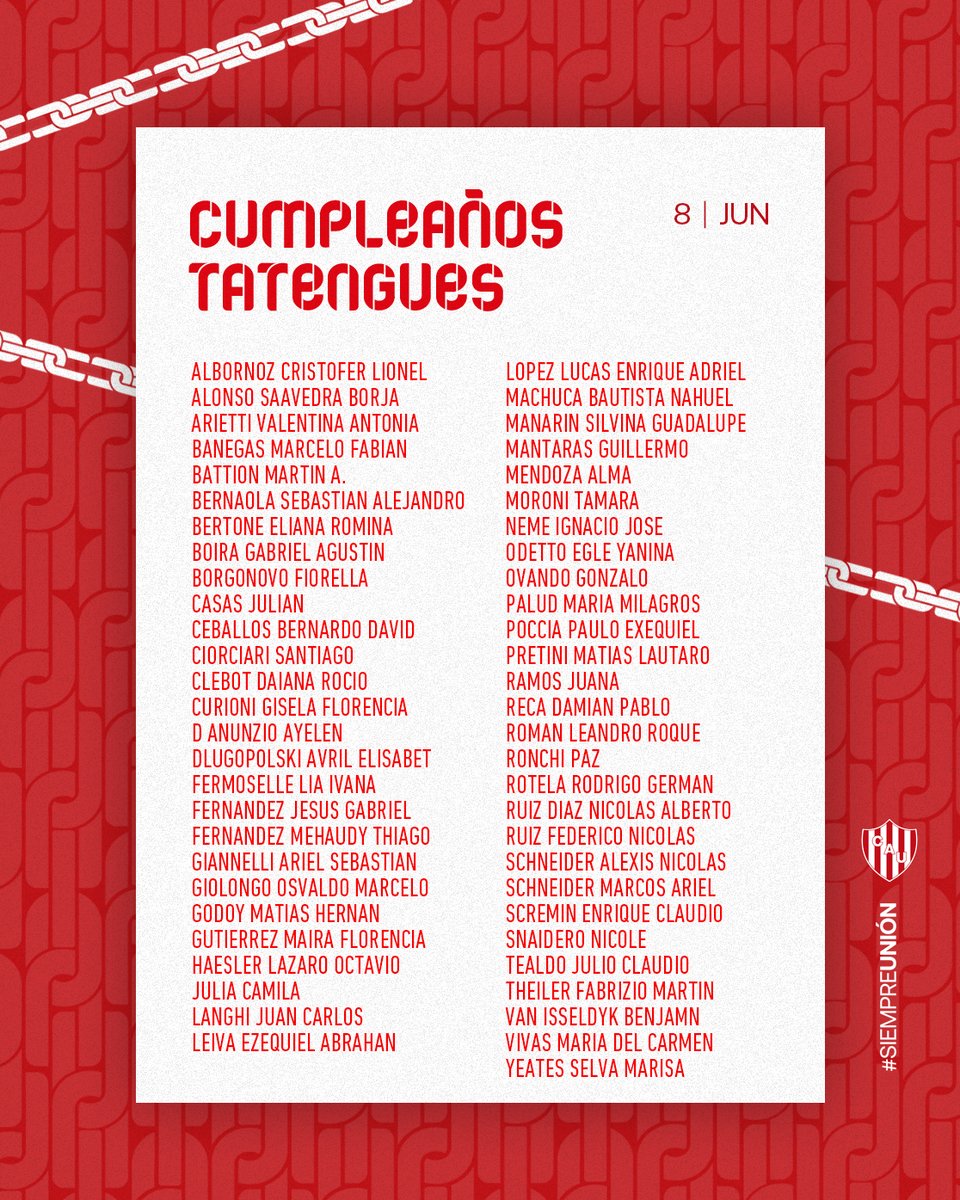 🎂 Unión saluda a sus socios y socias que cumplen años hoy.
¡Felicidades! 🔴⚪ 
#SociosTatengues #SociasTatengues #CumpleañosTatengues